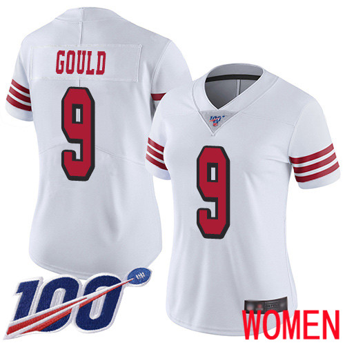 San Francisco 49ers Limited White Women Robbie Gould NFL Jersey #9 100th Season Rush Vapor Untouchable->youth nfl jersey->Youth Jersey